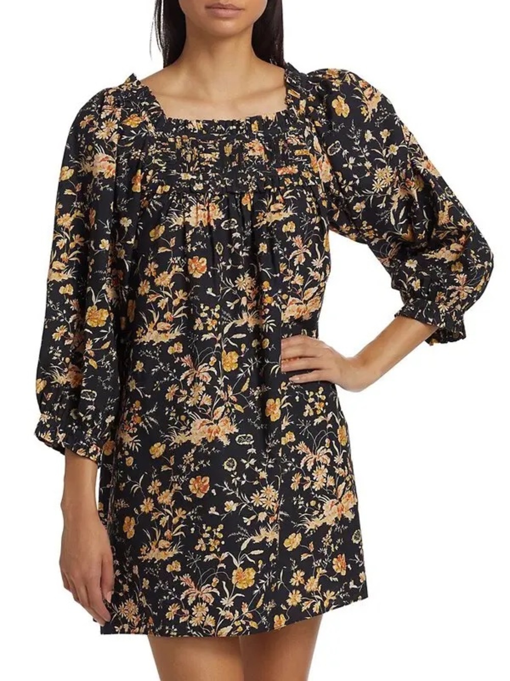 NWT Doen Acton Dress in Navy Oak Bluffs Floral 100% organic cotton mini dress
